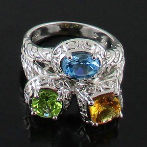 Victoria Wieck 2.05ct Multigem Scrolled Frame Ring